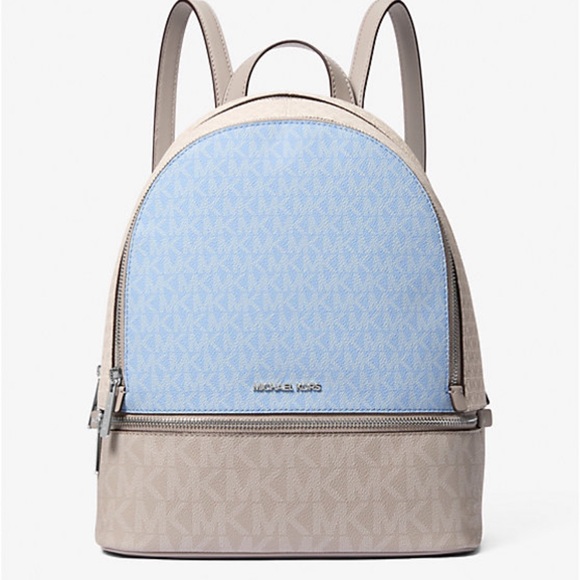 MICHAEL KORS Rhea Medium Zip Color-Block Signature Logo Backpack
LT SKY MLT
NWT - Picture 3 of 16